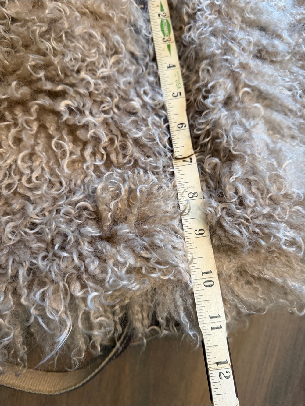 Plush Curly Shearling Tote Bag - Tan - Picture 6 of 8